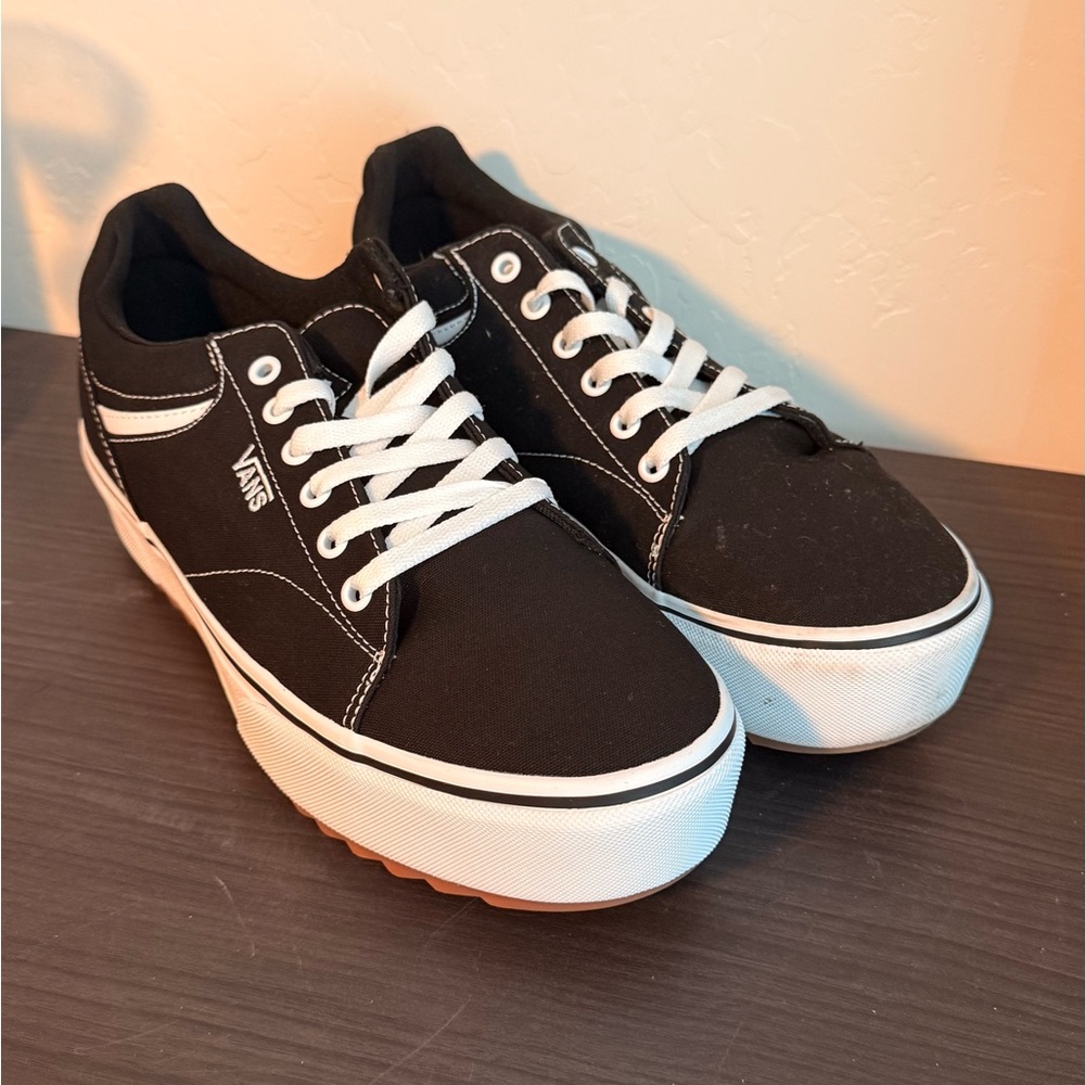 Vans Womens Black and White Canvas Sneakers